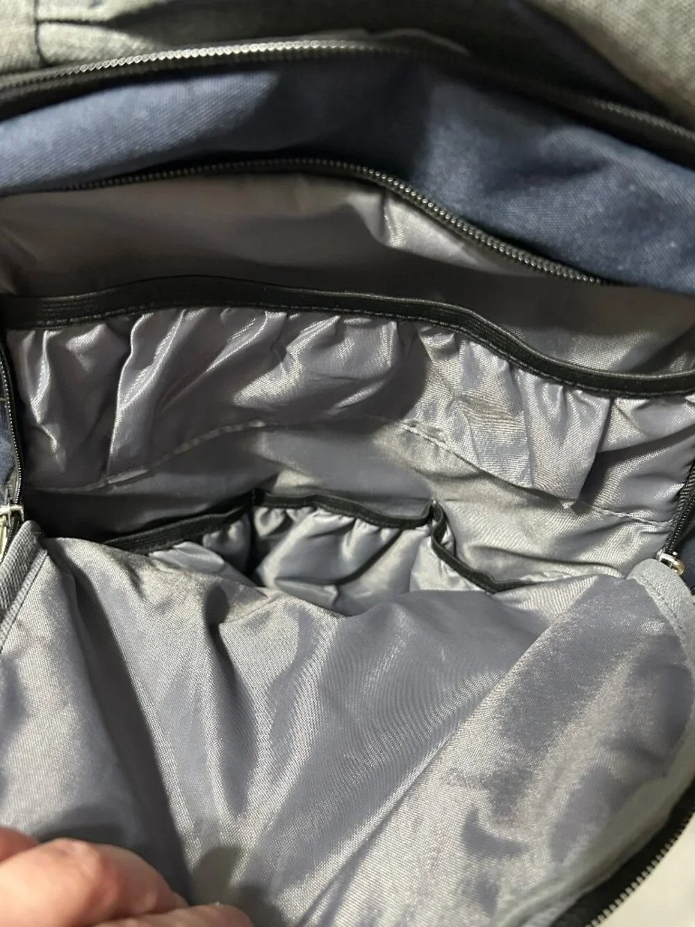 Fisher-Price Diaper Backpack Bag Lots of Pockets Blue and Gray